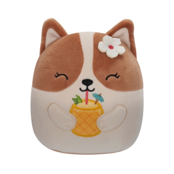 NWT 5” Regina the Corgi Dog Drinking Tropical Drink🍍Squishmallow - Picture 5 of 6